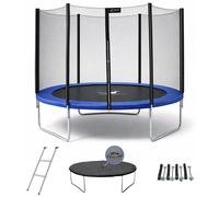 Trampoline Rond Bleu Ø 250cm avec Filet, Échelle, Bâche et Kit d'Ancrage - Collection Black