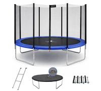 Trampoline Rond Bleu Ø 430cm avec Filet, Échelle, Bâche et Kit d'Ancrage - Qualité Premium