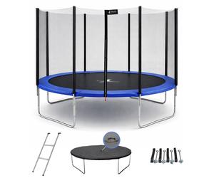 Trampoline Rond Bleu Ø 430cm avec Filet, Échelle, Bâche et Kit d'Ancrage - Qualité Premium
