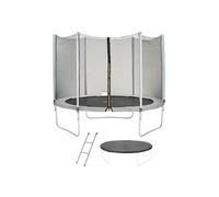Trampoline rond KANGUI MAXI ECO Ø 300 cm filet sécurité, échelle 2 marches et bâche Gris