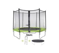 Trampoline rond KANGUI TWIN Ø 305 cm avec filet de sécurité, échelle et housse Vert