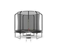 JUMP4FUN Trampoline Semi-Pro 244 cm avec Filet de Sécurité, Échelle 91 cm, Capacité 75 kg, Noir