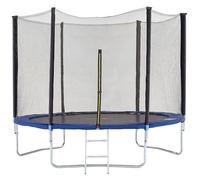 Trampoline - SPORTNOW - extérieur enfant Ø 305 cm filet sécurité poteaux rembourrés échelle - acier - bleu noir