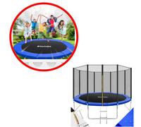 Trampoline TECTAKE GARFUNKY Ø 366cm avec Filet Sécurité, Échelle