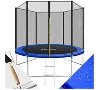 Trampoline - TECTAKE - Trampoline GARFUNKY certifié GS avec filet de sécurité et échelle d'accès, Ø 305 cm - Noir/bleu