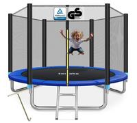 Trampoline - TECTAKE - Trampoline GARFUNKY certifié GS avec filet de sécurité et échelle d'accès, Ø 305 cm - Noir/bleu
