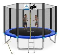 TRAMPOLINE - TECTAKE - Trampoline modèle B GARFUNKY Ø 396 cm certifié GS pour un maximum de sécurité - Noir/Bleu