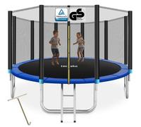 Trampoline - TECTAKE - Trampoline GARFUNKY certifié GS avec filet de sécurité et échelle d'accès, Ø 427 cm - Noir/bleu