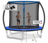tectake® Trampoline Rond Ø244cm avec Échelle Trampoline Filet de Protection & Tour rembourré,Enfant Adultes Certifié Intertek Sécurité Maximale Jardin Cadeau