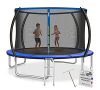 Trampoline - TECTAKE - Trampoline JUMPY certifié GS en acier avec filet de sécurité et échelle d'accès Ø 305 cm - Noir/Bleu