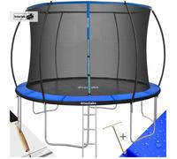 Trampoline - TECTAKE - Trampoline JUMPY en acier avec filet de sécurité 366 cm de diamètre - Noir/bleu