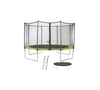 Kangui Trampoline TWIN Ø 430 cm Vert avec filet, échelle et couverture de protection