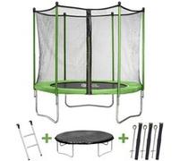 Trampoline " Yoopi " - Ø 2.44 m - Vert - avec filet + échelle + couverture + kit d'ancrage Vert