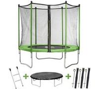 Trampoline " Yoopi " - Ø 3.05 M - Avec Filet + Échelle + Couverture + Kit D'ancrage