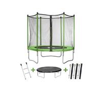 Trampoline "Yoopi 2" - Ø 2.44 m - Avec filet + échelle + couverture + kit d'ancrage