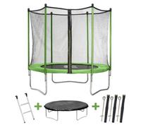 Trampoline " Yoopi " - Ø 2.44 m - Vert - avec filet + échelle + couverture + kit d'ancrage Vert