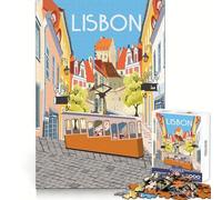 Tramway de Lisbonne,Portugal Puzzle de 1000 pièces pour Adultes,idéal pour développer Son raisonnement et pratiquer Un Loisir paisible Bords de qualité supérieure Cadeau de Noël Unique (50x75cm)