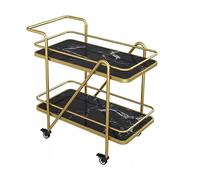 Tramway de Service à vin en Fer forgé à 3 étages, Étal à vin de Restaurant d’hôtel Familial, Chariot de Rangement Multifonctionnel, Meuble de Table Mobile Côté dîner, Chariot en marbre (Coul