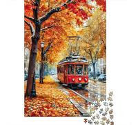 Tramway Rue Automne 1000 Pièce S Papier Écologique Puzzle Premium pour Adultes Idée Cadeau Décompression du Jeu Éducatif 70x50cm/1000pcs