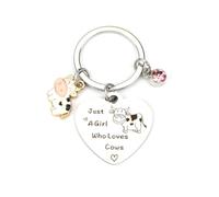 Tranbath Porte-clés sur le thème de la vache pour femme avec jolies breloques en forme de vache et pierre rose, cadeau personnalisable, porte-clés amusant pour maman, cadeau d'anniversaire, cadeau