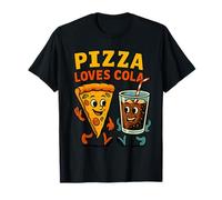 Tranche à Pizza et Tasse à Soda - Retro Cartoon Food Friends T-Shirt