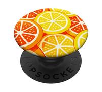 Tranche d'agrumes, Pamplemousse, Citron, Motif Tropical d'été PopSockets PopGrip Adhésif