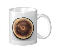 Tranche de bois avec anneaux d'arbre en céramique, tasse à café élégante pour la maison et le bureau, 325 ml