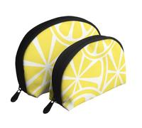 Tranche De Citron Jaune, Trousse de Maquillage Coquille Femme Petit Porte-Monnaie Trousse de Toilette Trousse à cosmétiques 2 pièces