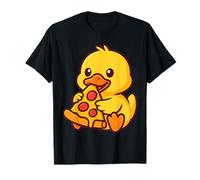 Tranche de pizza mangeant un canard mignon T-Shirt