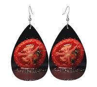 Tranche de tomate : cette boucle d'oreille en cuir ressemble à un pendentif en forme de goutte d'eau, tendance et polyvalente, hypoallergénique, taille unique