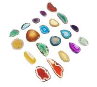 Tranches D’agate Percées 20 Pièces, Pierre Naturelle Colorée | Décorations de Mariage, Création DIY Bijoux, Finition Teintée, Lot de Vingt, Support pour Coasters