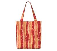 tranches de bacon，Sacs d'épicerie réutilisables, sacs fourre-tout de grande capacité, sac à bandoulière en toile