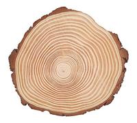 Tranches de bois naturel, cercles de bois de pin non finis avec écorce, disques de bois rustiques irréguliers préponcés pour bricolage, pyrogravure, décoration de mariage et (29 * 26)