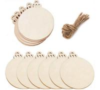 Tranches De Bois Pré-Percées Non Finies Avec Ficelle Naturelle,Disques Vierges Ronds Pour Bricolage,Décoration De Fête D'arbre De Noël,Cadeau De Noël,10 Pièces - Type 10pcs