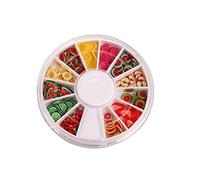 Tranches de nail art, tranches de fruits en polymère 3D, 1 boîte décoration créative pour nail art, mignon doigt, fruits frais, multi-usage, bâtons en argile polymère (12 motifs).