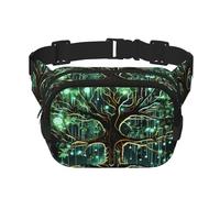 Tranches de pastèque Sac banane pour homme et femme - Sac banane double réglable pour voyage, sport et quotidien, Arbre vert magique, Taille unique