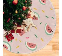 Tranches de pastèque sur jupe de sapin de Noël douce et joyeuse pour décoration de fête de ferme, 90,9 x 90,9 cm