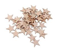 Tranches d'étoiles en bois kit diy coupés d'artisanat vierges étoiles tranches de bois embellissements 50pcs 40 mmwooden