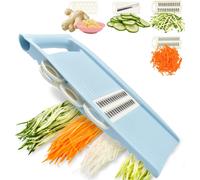 Trancheur de fruits et légumes 5 en 1, râpe alimentaire manuelle multifonctionnelle, coupe-pommes de terre, hachoir domestique, Gadgets de cuisine pour légumes Blue 1set(7pcs)