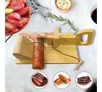 Trancheur de saucisse Manuel Bois Acier inoxydable Trancheur de viande séchée Trancheur de fromage Guillotine à saucisse Trancheur de salami Cuisine Outil de coupe