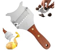 Trancheur de Truffes avec Lame Réglable et Poignée en Bois,Rasoir à Truffe Professionnelle Râpe à Fromage,Trancheuse à Truffe en Acier Inoxydable,Coupe-Truffe pour Champignons,Fromage,Chocolat,Ail
