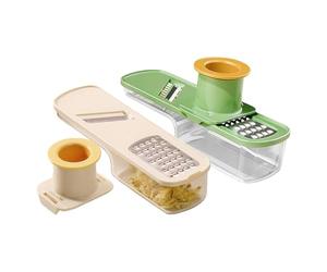 Trancheuse à ail - Broyeur de cuisine 2 pièces avec récipient, protège-main pour coupe-pommes de terre, lame tranchante en acier inoxydable, tiroir de puisard, antidérapant | Pad pour Gingembre C