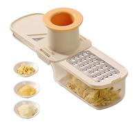 Trancheuse à ail fine, mini broyeur à ail, coupe et râpe avec protège-main et récipient transparent pour cuisine beige, ornements de jardin