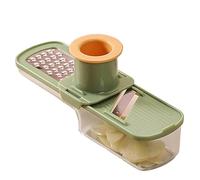 Trancheuse à ail, mini broyeur à ail, coupe- et râpe avec protège-main et récipient transparent pour cuisine vert - Trancheuse fine