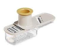 Trancheuse à ail, mini râpe multifonctionnelle avec récipient et protège-mains, facile à nettoyer pour la cuisine, blanc
