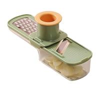 Trancheuse à ail, mini râpe multifonctionnelle avec récipient et protège-mains, facile à nettoyer pour la cuisine, vert