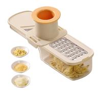 Trancheuse à ail super fine, mini broyeur à ail multifonctionnel, coupe- et râpe avec protège-main et récipient transparent pour cuisine beige, utilisation dans l'air libre