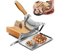 Trancheuse à Aliments Manuelle En Acier Inoxydable Avec Base En Bois, Machine De Découpe à épaisseur Réglable Pour Herbes Chinoises, Biltong, Jerky Et Légumes-racines
