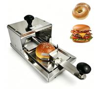 Trancheuse à Chignon Hamburger Manuelle pour Boulangerie Epaisseur Réglable Push-Pull Cutter pour Bagels Gâteaux Café Utilisation Acier Inoxydable