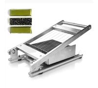 Trancheuse à fromage, à beurre et à chocolat commercial, en acier inoxydable, grilles incluses de 3 cm et 1,5 cm, zone de coupe de 20 x 20 cm, pour ganache, truffes, caramel, nougat, bonbons mous